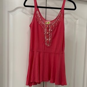 Free People Coral Embellished Blouse